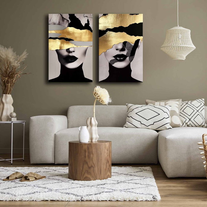 Wallity Conjunto de 2 Lienzos Decorativos Multicolor 45x70 cm